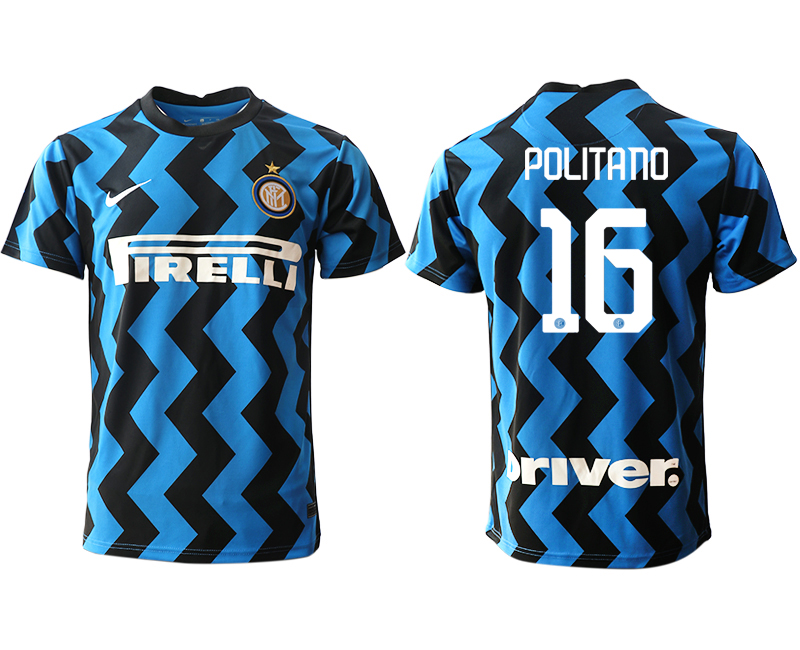 Men 2020-2021 club Inter Milan home aaa versio #16 blue Soccer Jerseys